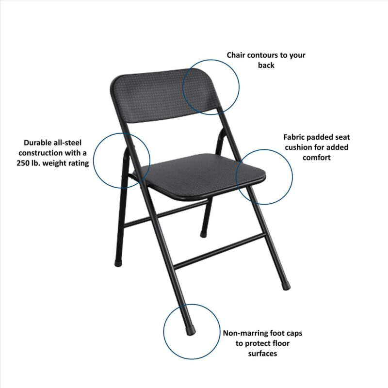 COSCO Premium 5-Piece Folding Table and Chair Dining Set, Black - Image 5