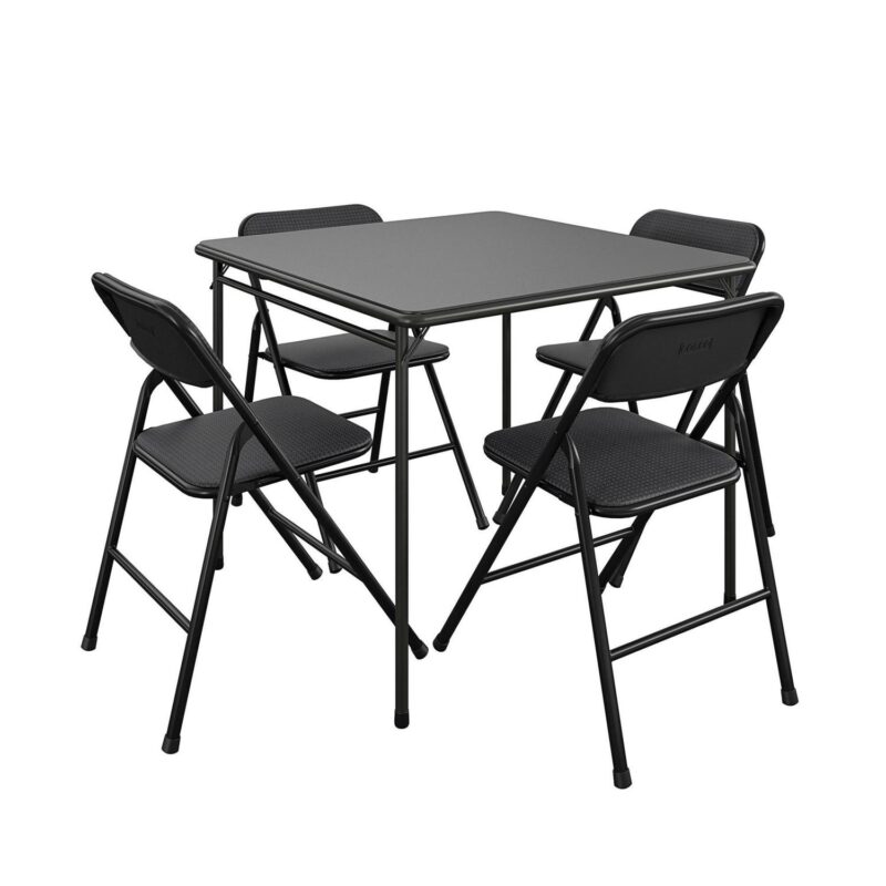 COSCO Premium 5-Piece Folding Table and Chair Dining Set, Black