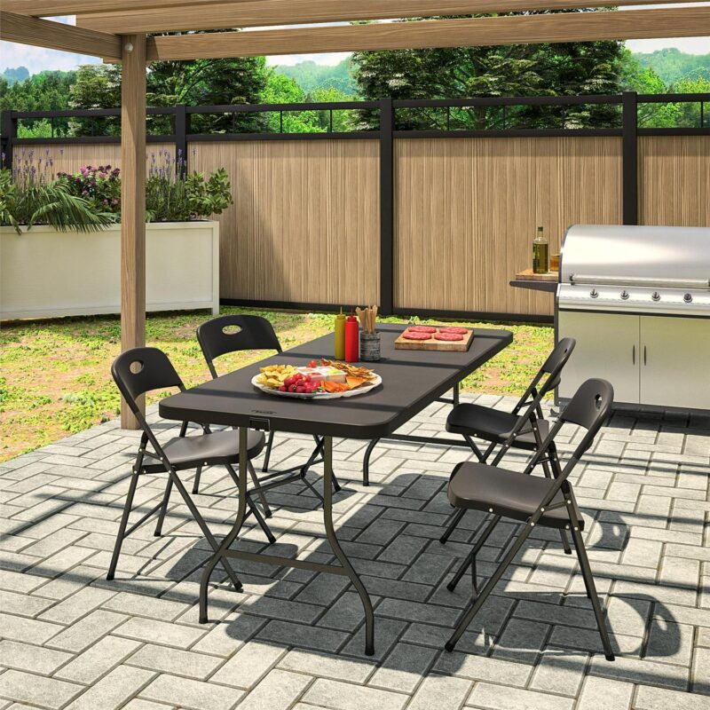 COSCO Resin Folding Chairs with Double Bracing and Seatback Handle, 4-Pack, Black - Image 4