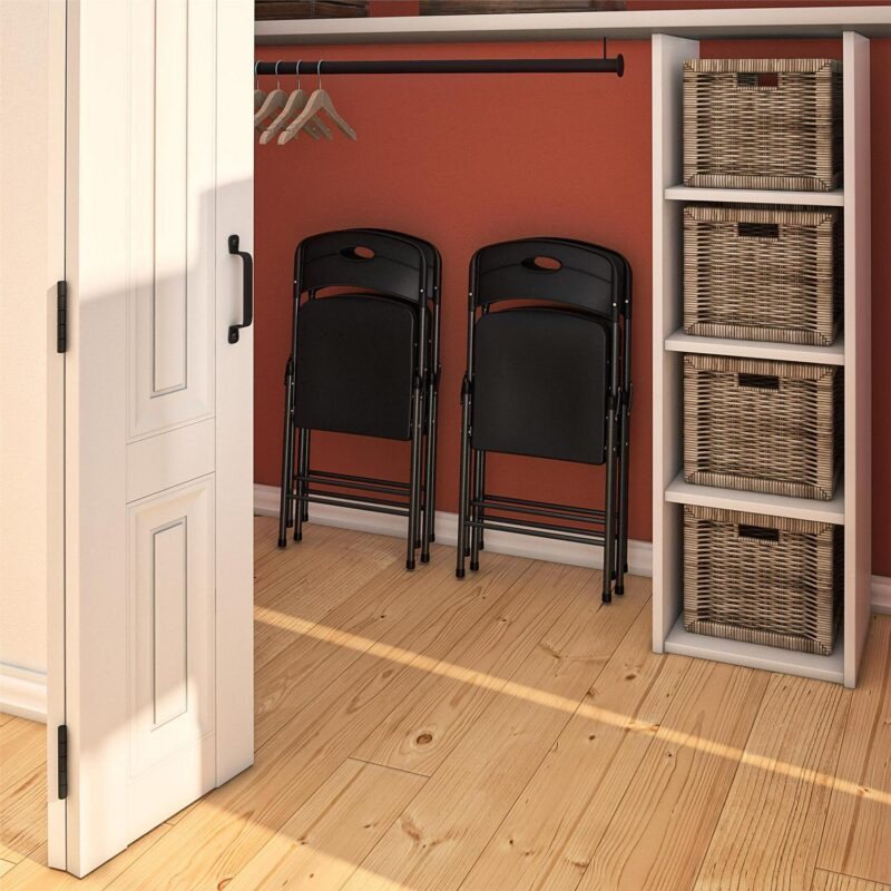 COSCO Resin Folding Chairs with Double Bracing and Seatback Handle, 4-Pack, Black - Image 8