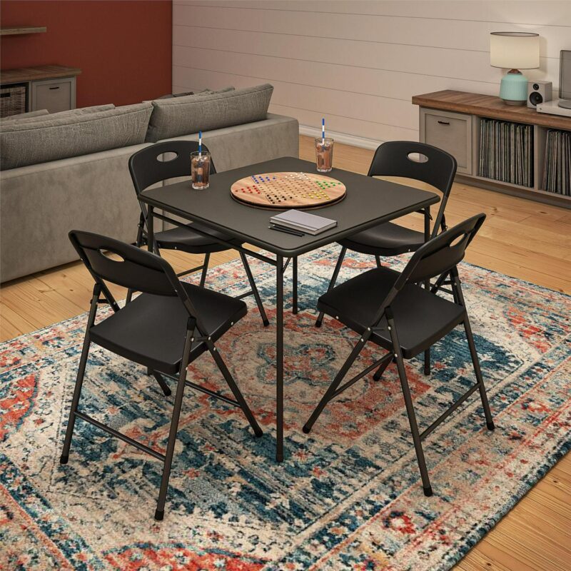 COSCO Resin Folding Chairs with Double Bracing and Seatback Handle, 4-Pack, Black - Image 2