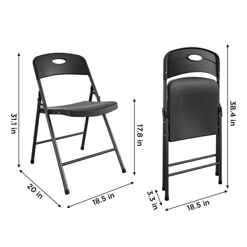 COSCO Resin Folding Chairs with Double Bracing and Seatback Handle, 4-Pack, Black - Image 6