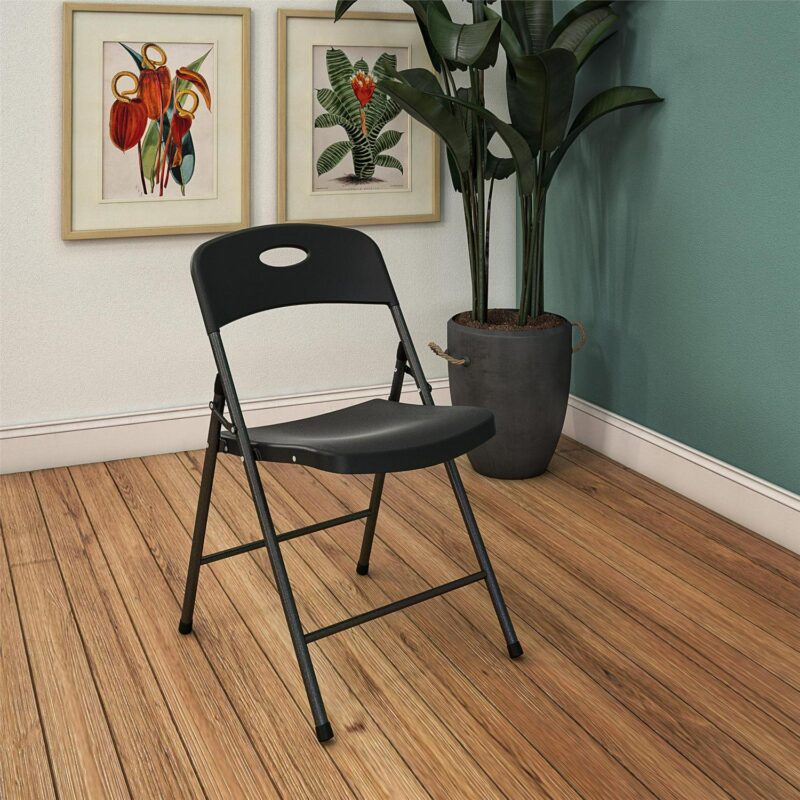 COSCO Resin Folding Chairs with Double Bracing and Seatback Handle, 4-Pack, Black - Image 9