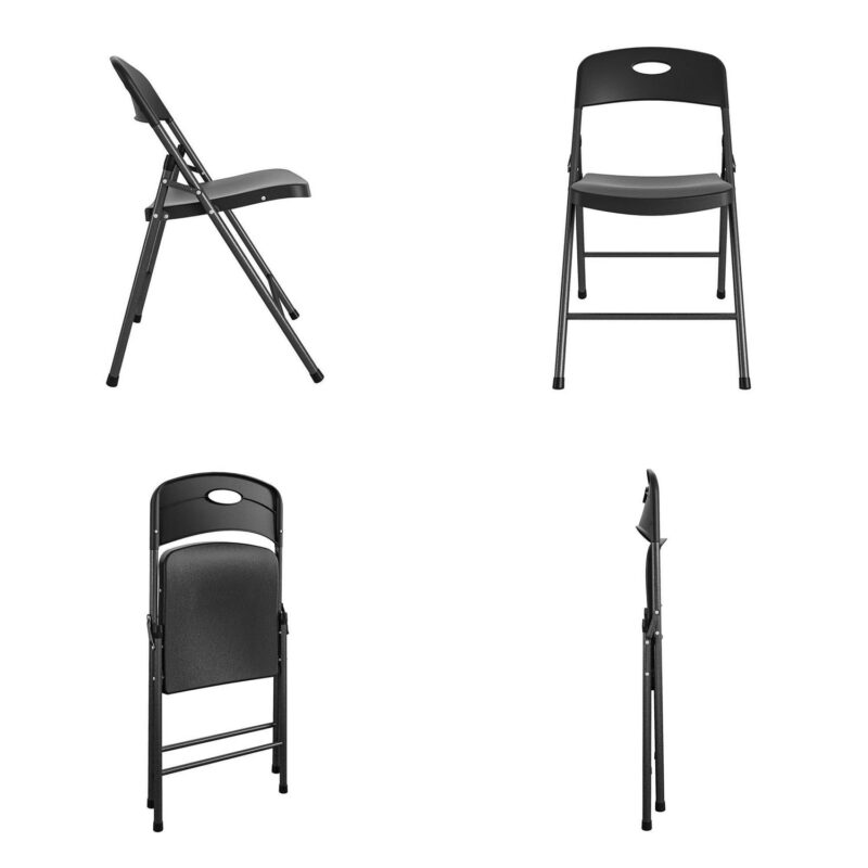 COSCO Resin Folding Chairs with Double Bracing and Seatback Handle, 4-Pack, Black - Image 7