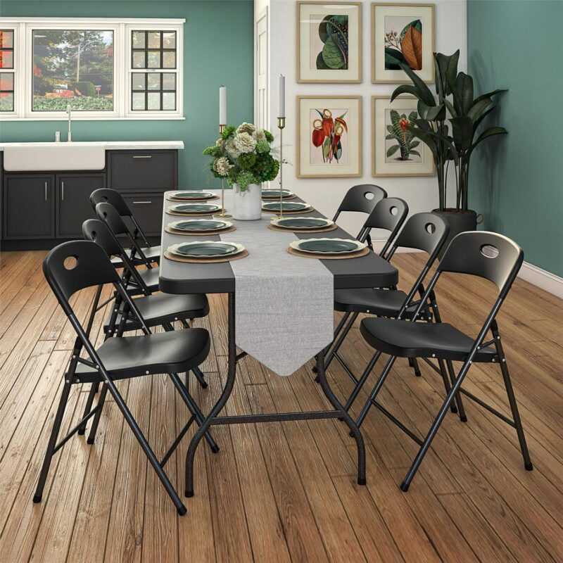 COSCO Resin Folding Chairs with Double Bracing and Seatback Handle, 4-Pack, Black - Image 3