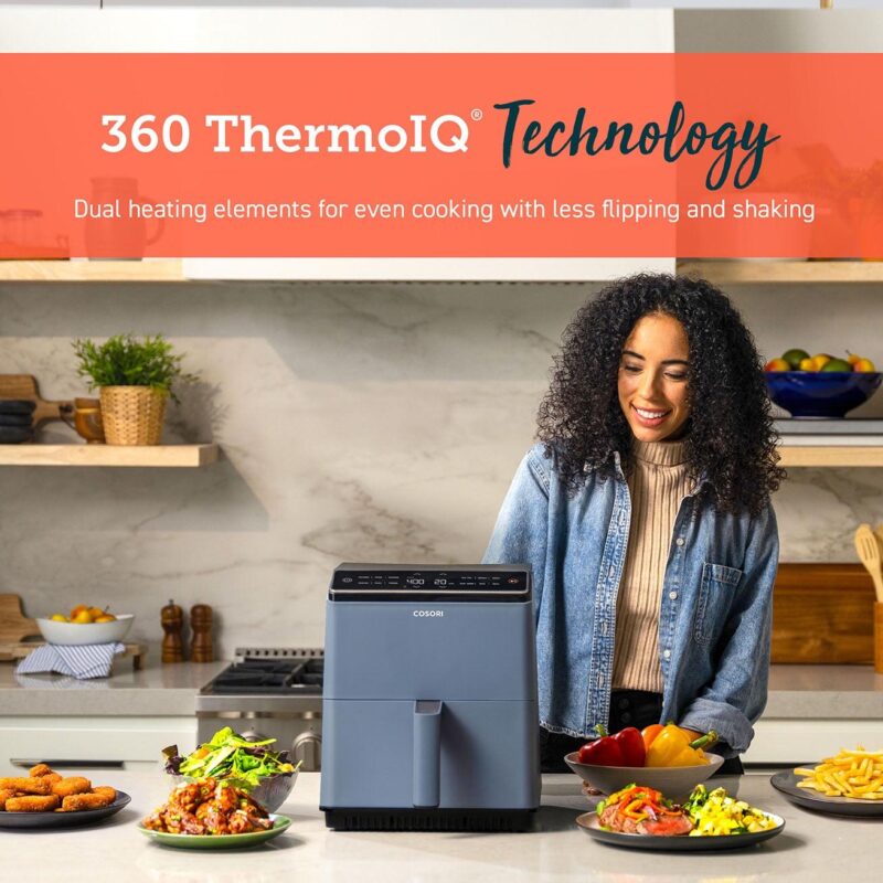 COSORI Dual Blaze 6.8qt Ceramic Coating Smart Air Fryer - Blue - Image 9