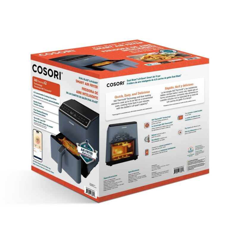 COSORI Dual Blaze 6.8qt Ceramic Coating Smart Air Fryer - Blue - Image 8