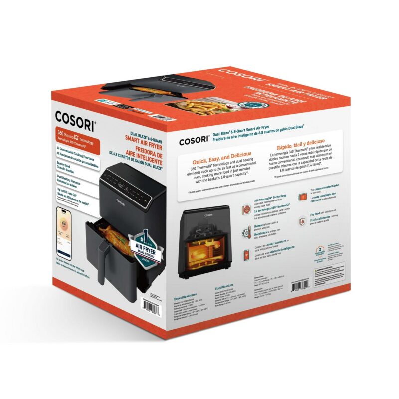 COSORI Dual Blaze 6.8qt Ceramic Coating Smart Air Fryer - Dark Gray - Image 3