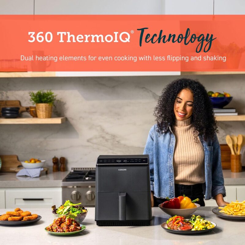 COSORI Dual Blaze 6.8qt Ceramic Coating Smart Air Fryer - Dark Gray - Image 9