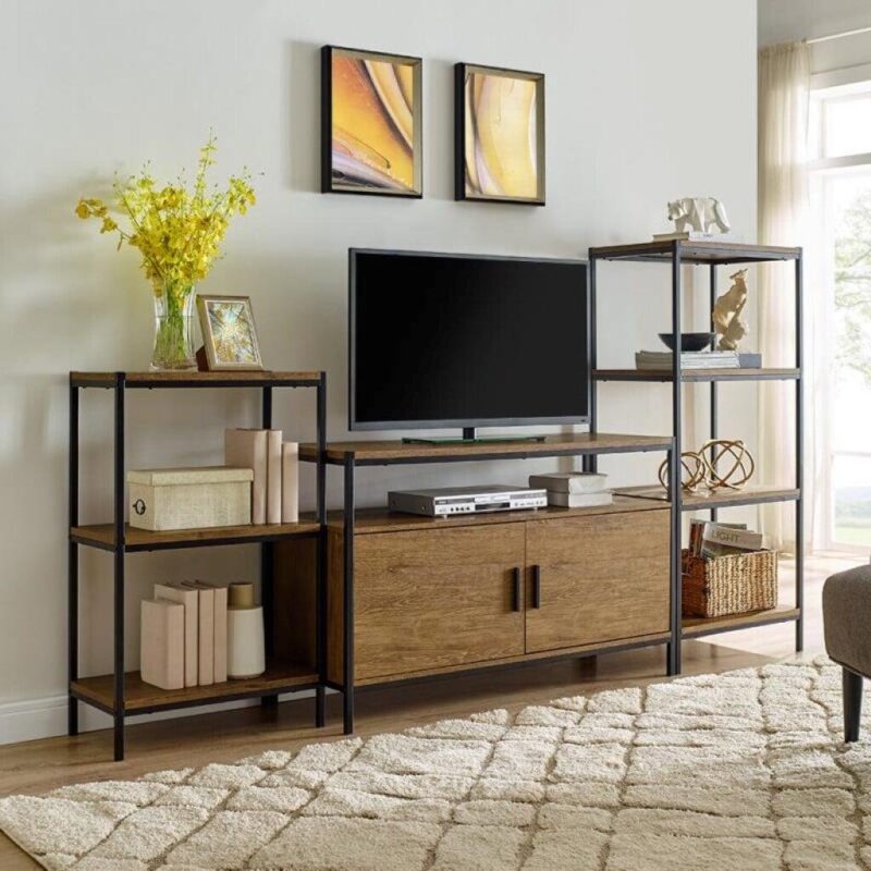 Caffoz Rustic Bookshelf - 4-Tier Industrial Bookcase with Adjustable Shelves, Vintage Home Office Furniture - Image 6