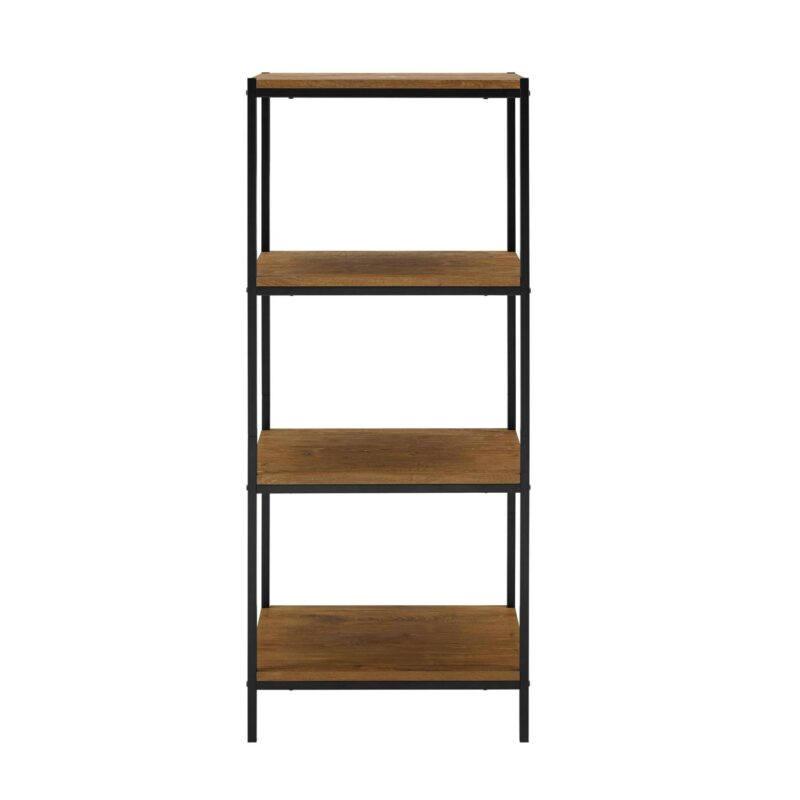 Caffoz Rustic Bookshelf - 4-Tier Industrial Bookcase with Adjustable Shelves, Vintage Home Office Furniture - Image 4