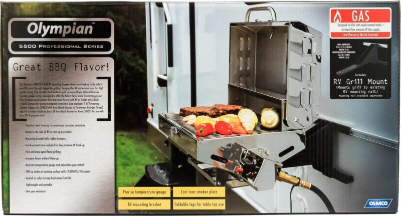 Camco 57305 Olympian 5500 Stainless Steel Portable/RV Grill - Image 12