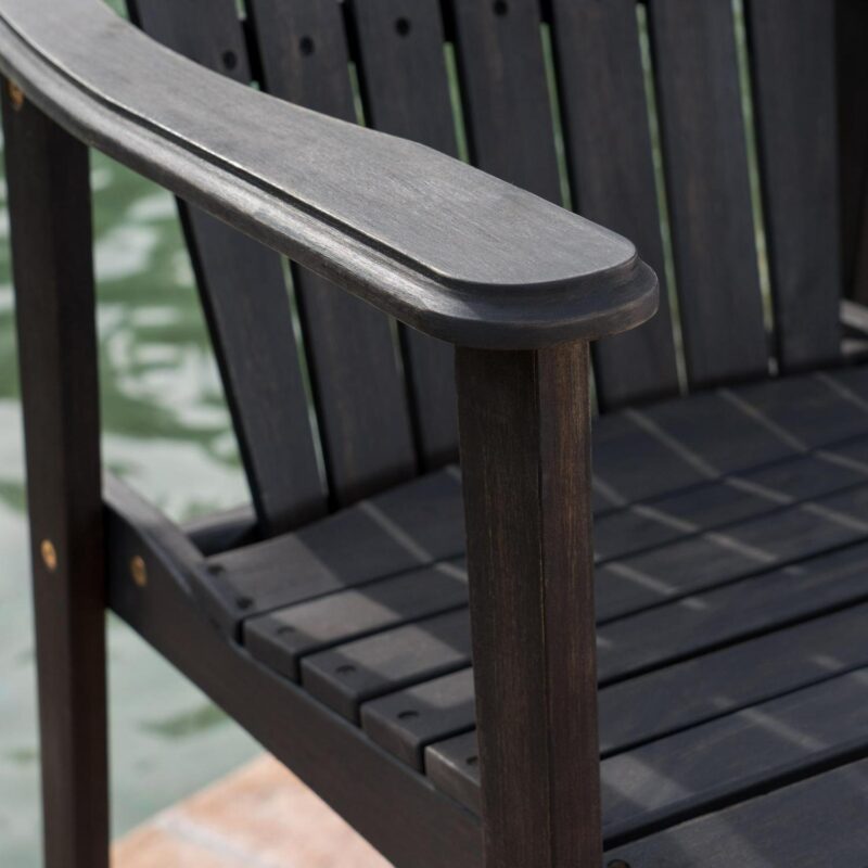 Carla Outdoor Acacia Wood Adirondack Barstools, Set of 2, Dark Grey - Image 5