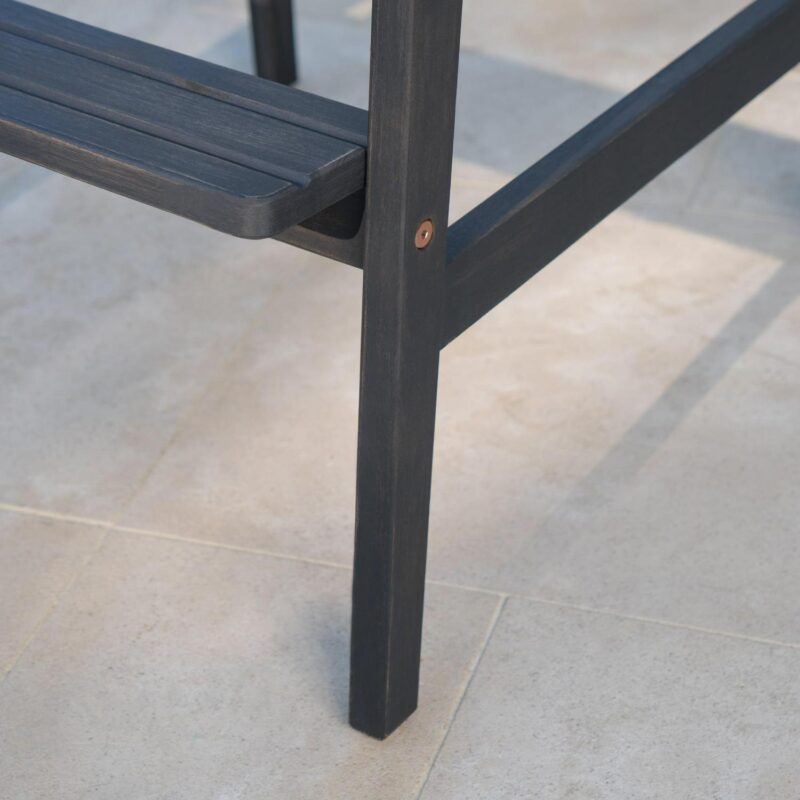 Carla Outdoor Acacia Wood Adirondack Barstools, Set of 2, Dark Grey - Image 3