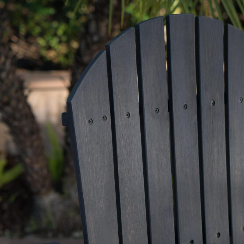 Carla Outdoor Acacia Wood Adirondack Barstools, Set of 2, Dark Grey - Image 4