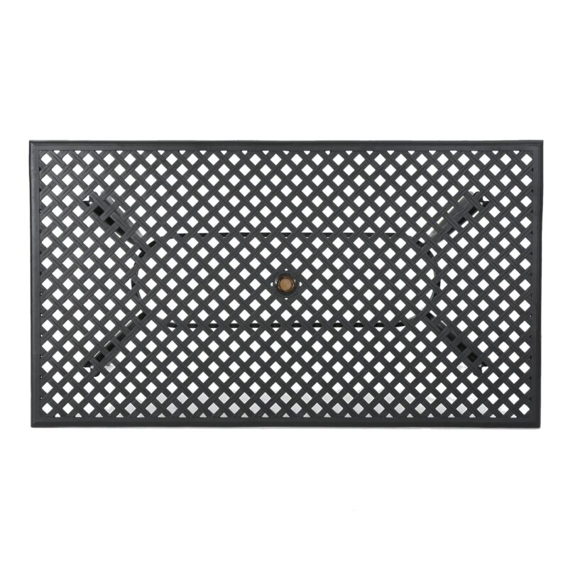 Caruba Outdoor Cast Aluminum Rectangle Dining Table, Black Sand - Image 3