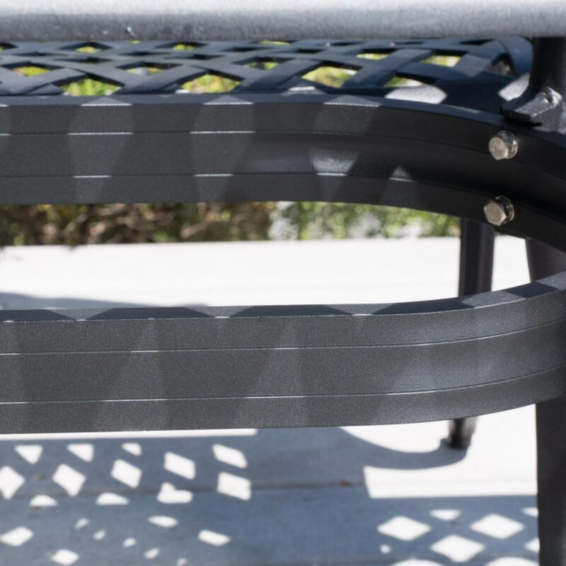 Caruba Outdoor Cast Aluminum Rectangle Dining Table, Black Sand - Image 7