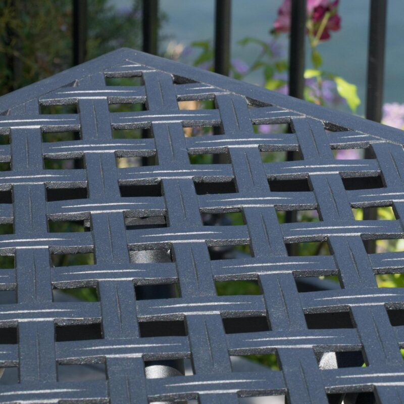 Caruba Outdoor Cast Aluminum Rectangle Dining Table, Black Sand - Image 4