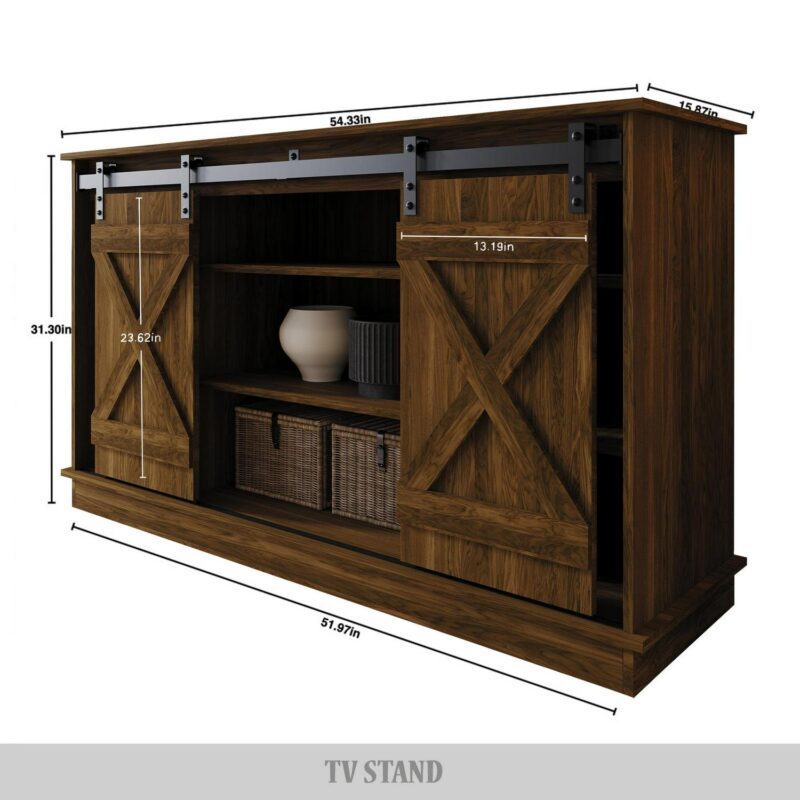 Castle Place Vintage 54  TV Stand Console for TVs up to 65 , Brown - Image 4