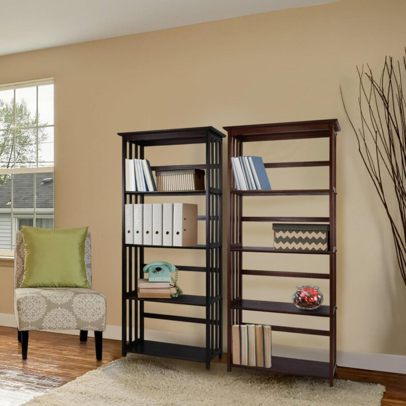 Casual Home Mission Style 5-Shelf Bookcase, Walnut - Image 7