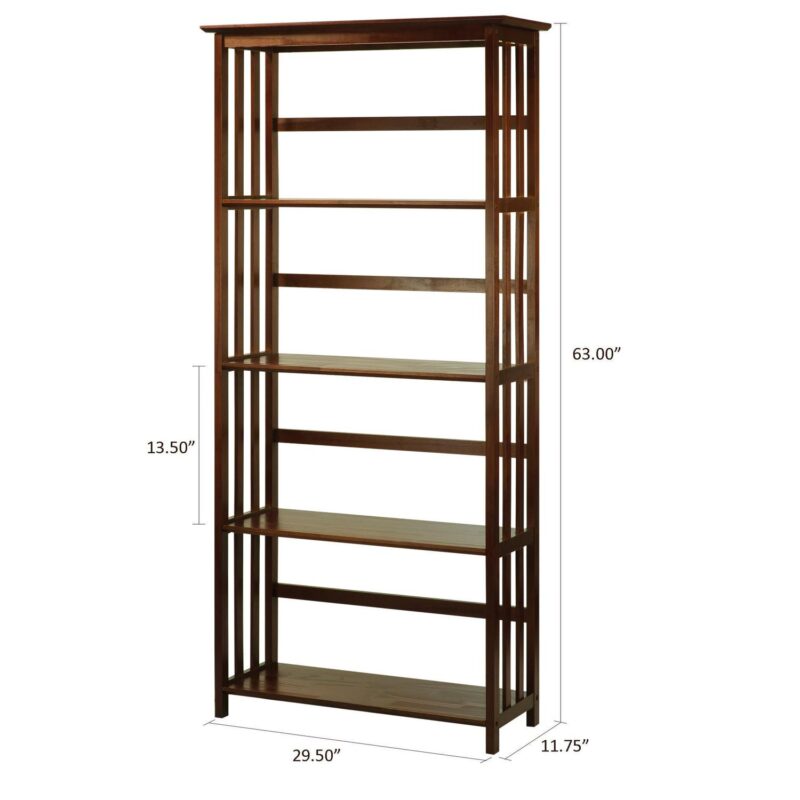 Casual Home Mission Style 5-Shelf Bookcase, Walnut - Image 6
