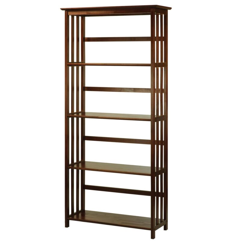 Casual Home Mission Style 5-Shelf Bookcase, Walnut - Image 2
