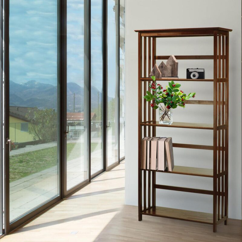 Casual Home Mission Style 5-Shelf Bookcase, Walnut - Image 10