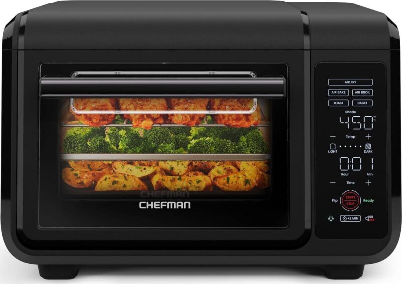 Chefman EasyAir 15 Qt. Toaster Oven Air Fryer, 5 Cooking Functions and 450A F Max Temperature a Black