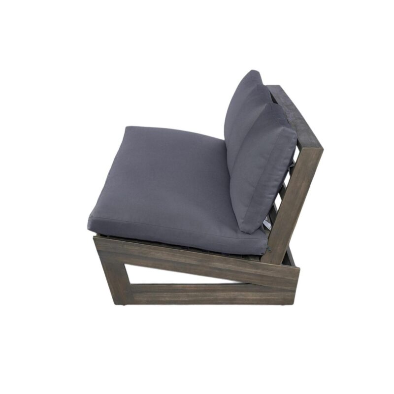 Christopher Knight Home Outdoor 3 Seater Sofa with Slatted Wood Frame and Cushions, Deep Seating, Dark Grey - Image 7