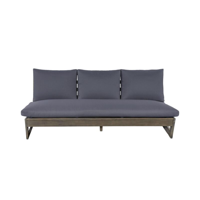 Christopher Knight Home Outdoor 3 Seater Sofa with Slatted Wood Frame and Cushions, Deep Seating, Dark Grey - Image 8