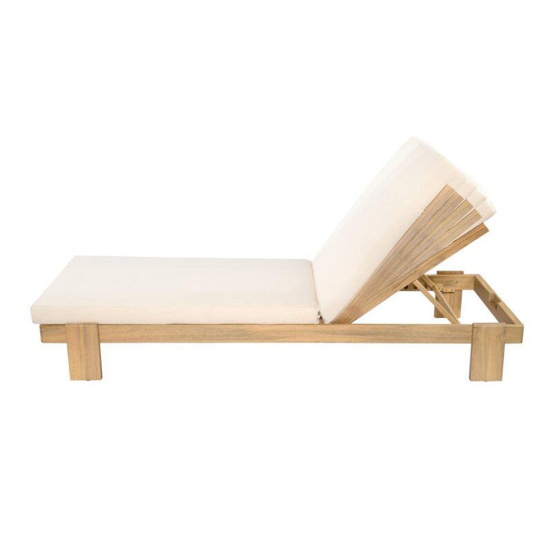 Christopher Knight Home Coastal Outdoor Chaise Lounge with Cushion, Solid Wood Frame, Beige - Image 13