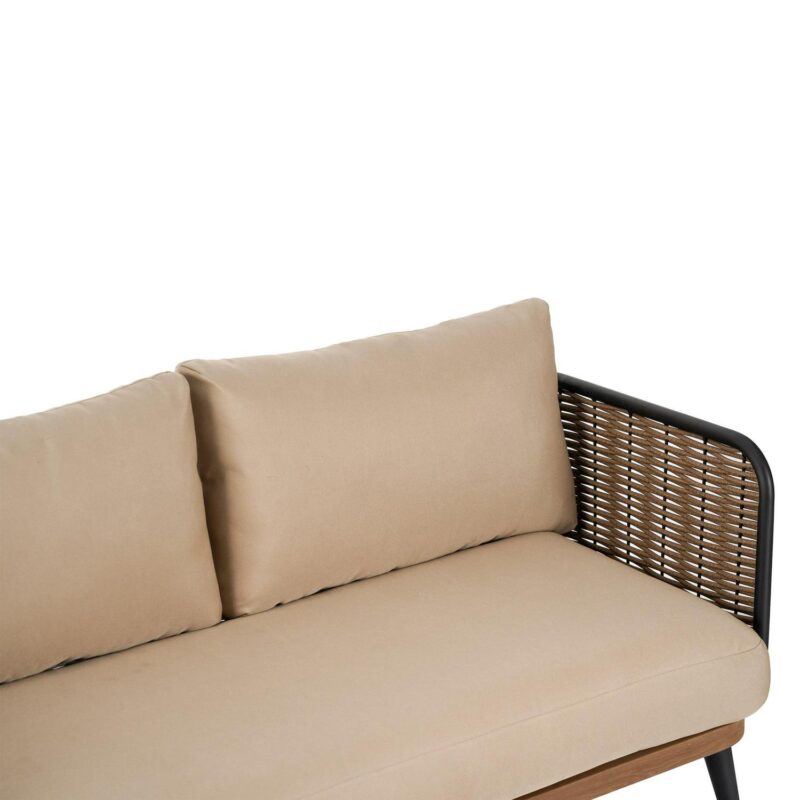 Christopher Knight Home Modern Outdoor Wicker Loveseat with Waterproof Cushions, Metal Frame, Beige - Image 4
