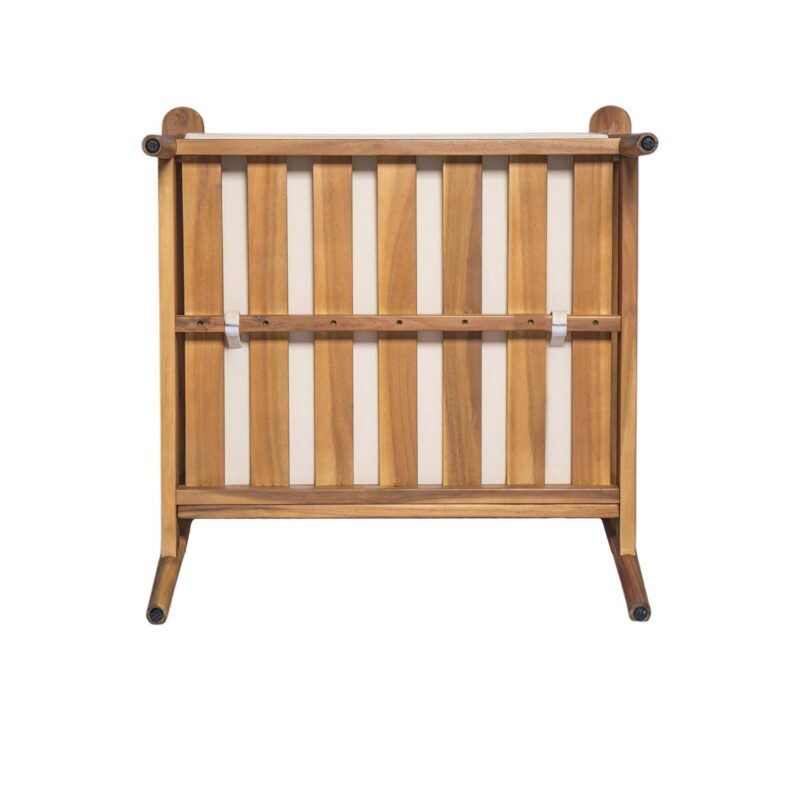 Christopher Knight Home Mid-Century Modern Outdoor Lounge Chair, Solid Wood Frame, Beige Cushion, Set of 2 - Image 4