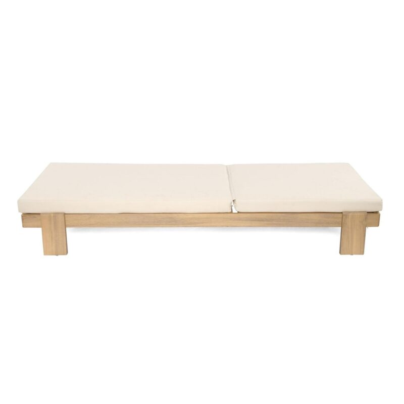 Christopher Knight Home Coastal Outdoor Chaise Lounge with Cushion, Solid Wood Frame, Beige - Image 11