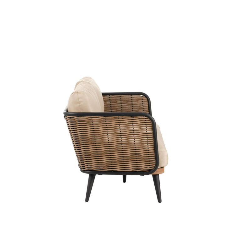 Christopher Knight Home Modern Outdoor Wicker Loveseat with Waterproof Cushions, Metal Frame, Beige - Image 8