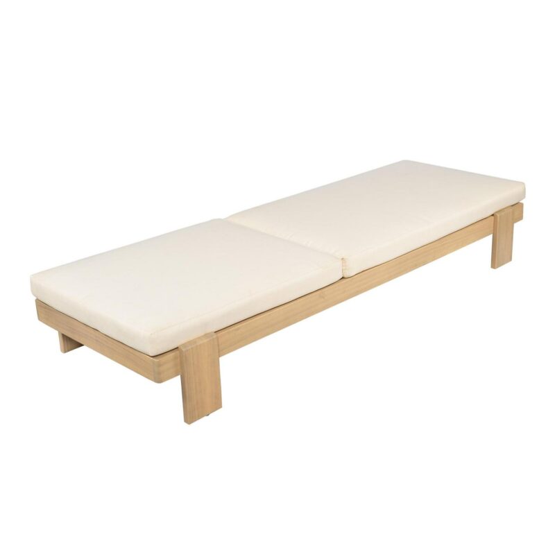 Christopher Knight Home Coastal Outdoor Chaise Lounge with Cushion, Solid Wood Frame, Beige - Image 2