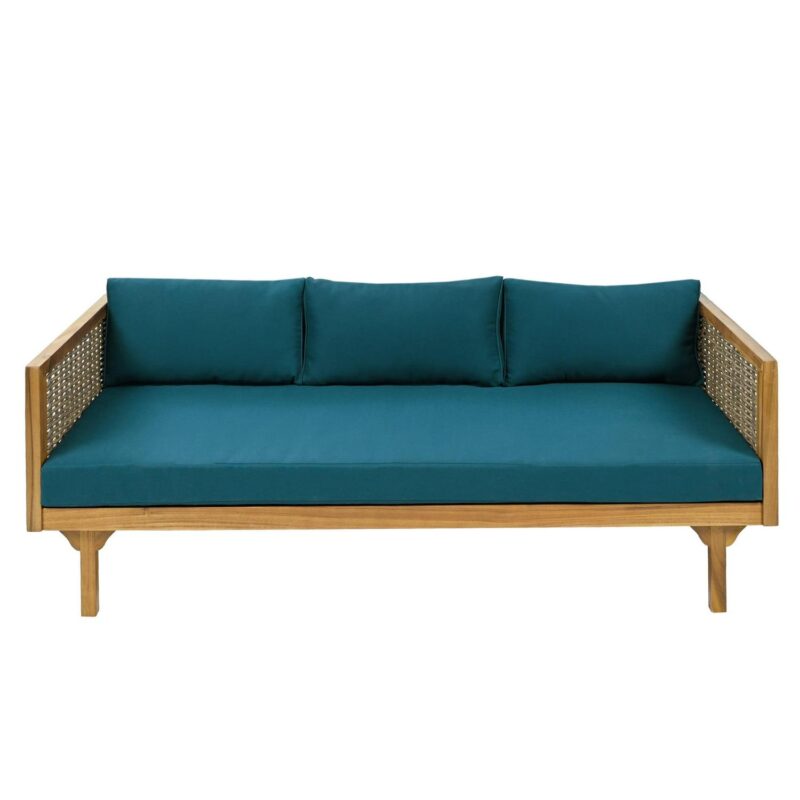 Clansent Outdoor CLAREMONT 3 SEATER DAYBED, Teak Finish+Dark Teal+Mix Brown - Image 8