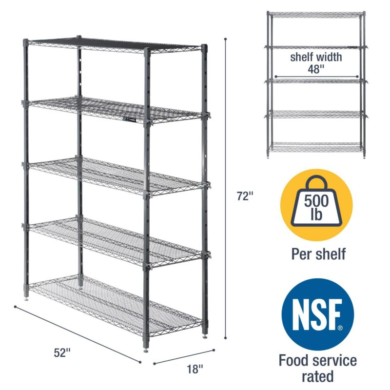 CleverMade 5-Tier EASE Storage Shelving Unit, Easy Adjust Wire Shelving - Image 6