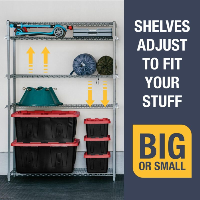 CleverMade 5-Tier EASE Storage Shelving Unit, Easy Adjust Wire Shelving - Image 5