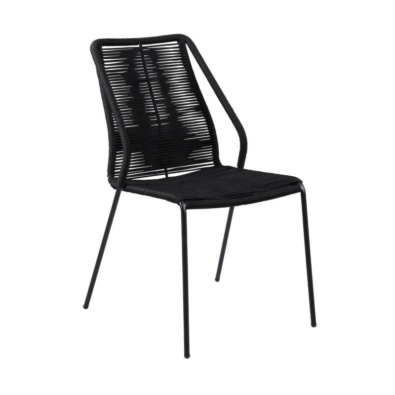 Clip Indoor Outdoor Stackable Steel Dining Chair with Black Rope - Set of 2 - Image 3