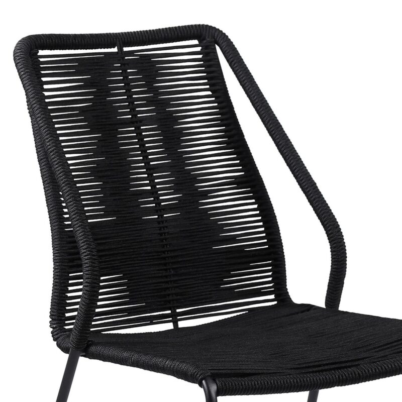 Clip Indoor Outdoor Stackable Steel Dining Chair with Black Rope - Set of 2 - Image 6