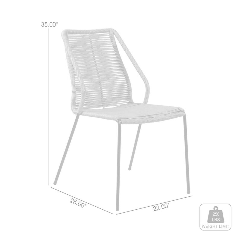 Clip Indoor Outdoor Stackable Steel Dining Chair with Black Rope - Set of 2 - Image 2