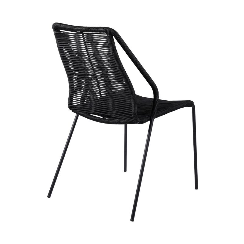 Clip Indoor Outdoor Stackable Steel Dining Chair with Black Rope - Set of 2 - Image 4
