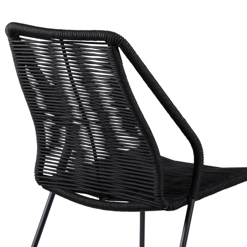 Clip Indoor Outdoor Stackable Steel Dining Chair with Black Rope - Set of 2 - Image 7