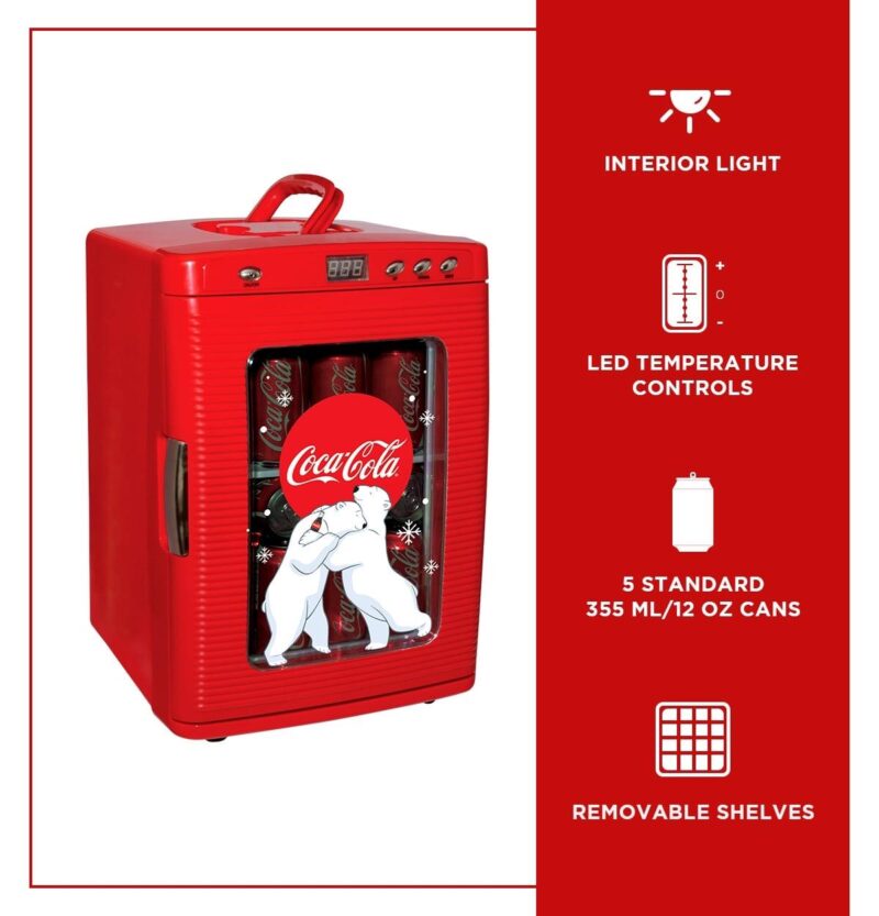 Coca-Cola Polar Bear 28 Can Cooler/Warmer 12V DC 110V AC Mini Fridge Red - Image 6