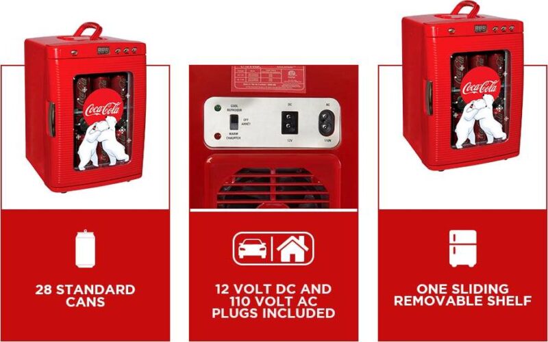 Coca-Cola Polar Bear 28 Can Cooler/Warmer 12V DC 110V AC Mini Fridge Red - Image 3