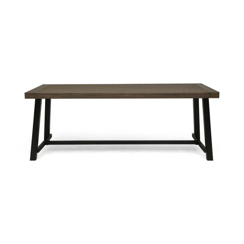 Contemporary Home Living 79  Charcoal Gray and Black Rectangular Outdoor Dining Table - Image 2