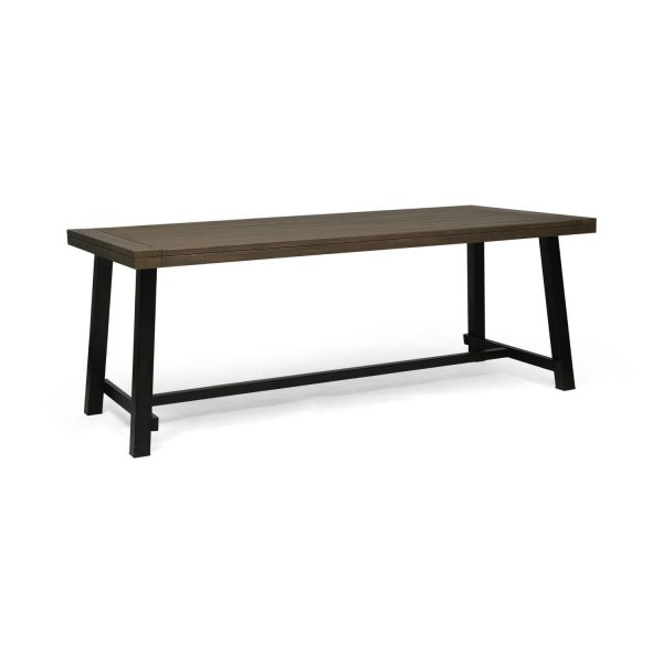 Contemporary Home Living 79  Charcoal Gray and Black Rectangular Outdoor Dining Table