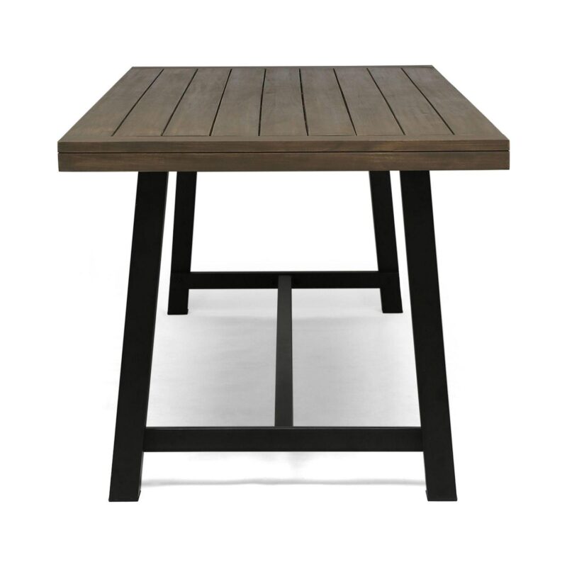 Contemporary Home Living 79  Charcoal Gray and Black Rectangular Outdoor Dining Table - Image 3