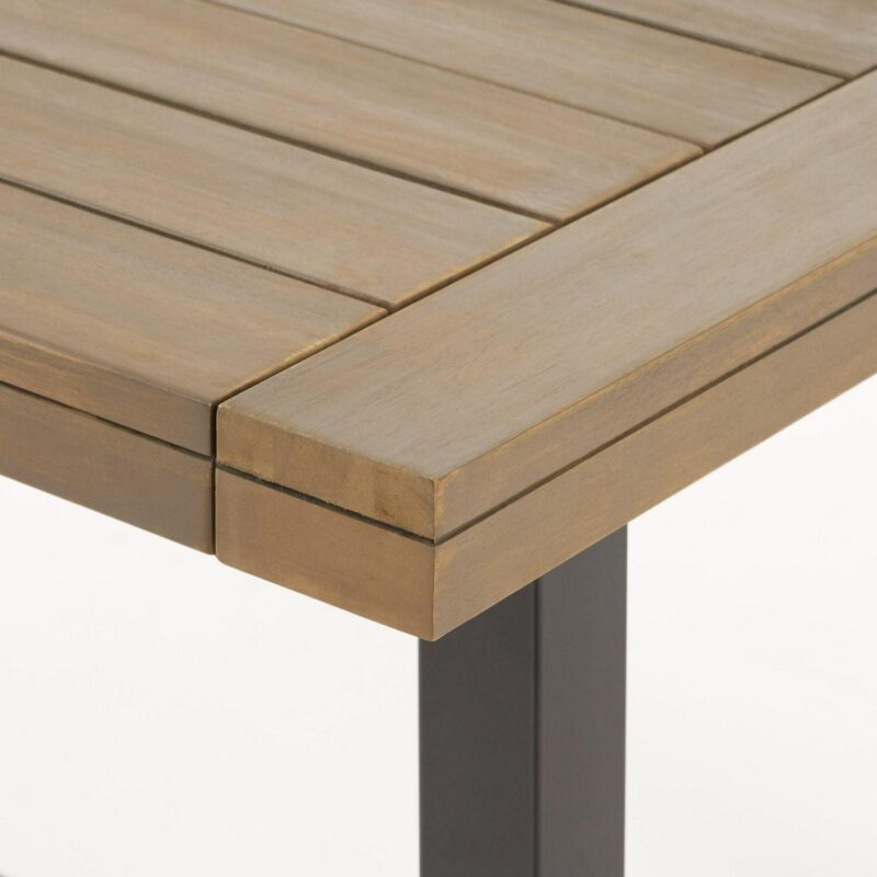 Contemporary Home Living 79  Charcoal Gray and Black Rectangular Outdoor Dining Table - Image 5